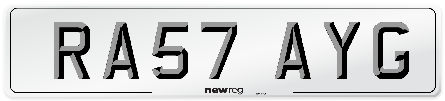 RA57 AYG Number Plate from New Reg